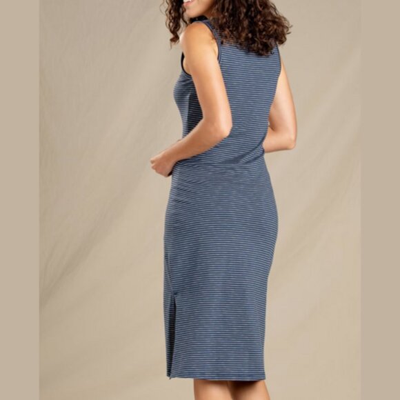 Striped Blue Sleeveless Dress - Picture 4 of 12